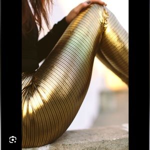 Betabrand Disco Gold Leggings